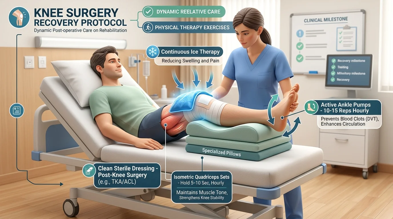 Hình ảnh hướng dẫn chăm sóc vết mổ sạch khô và bài tập phục hồi chức năng sau phẫu thuật