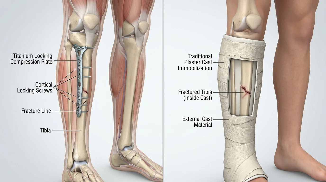 So sánh phim X-quang gãy xương trước và sau phẫu thuật kết hợp xương nẹp vít khóa